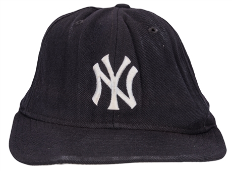 1995-96 Circa Derek Jeter Game Used & Signed New York Yankees Hat (J.T. Sports & PSA/DNA)